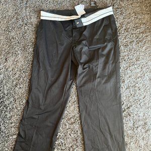 H&M foldover white waistband, black straight leg dress pant, Size 12